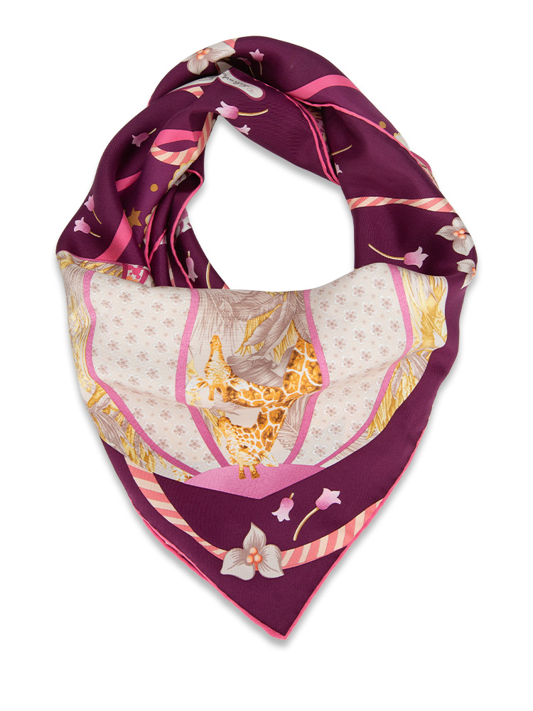 Hot Air Balloons Carnival 90 Silk Scarf Burgundy