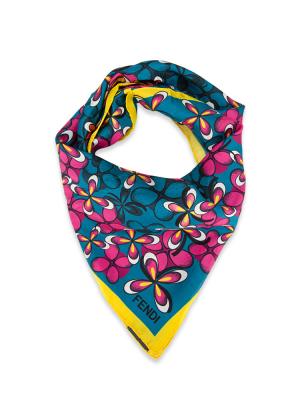 Floral 90 Silk Scarf Yellow Multicolor