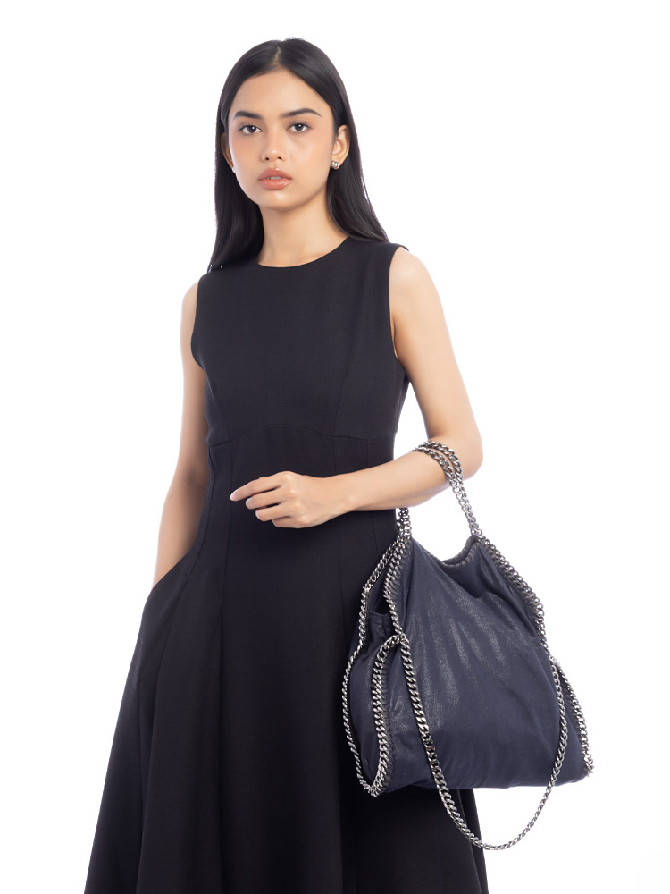 Shaggy Deer Falabella Fold Over Tote Navy