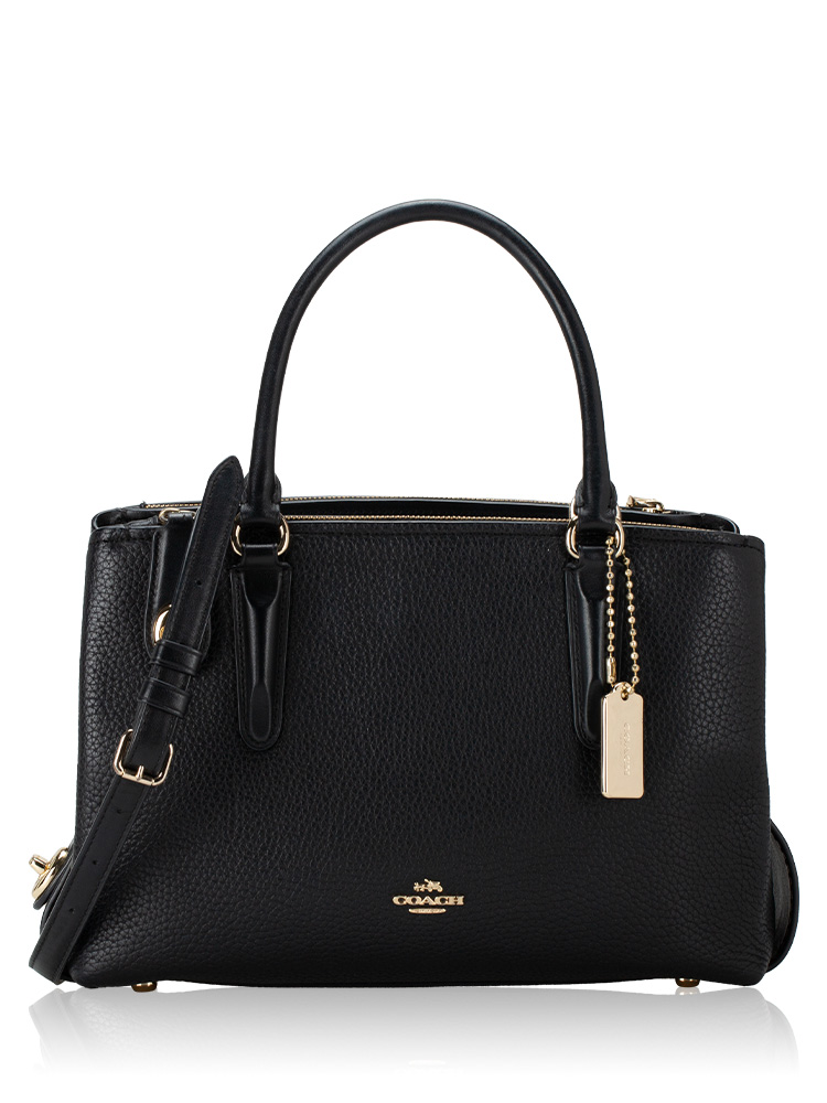 56839 Brooklyn 28 Pebble Leather Satchel Black