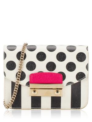 Metropolis Dot Stripes Mini Crossbody White Black
