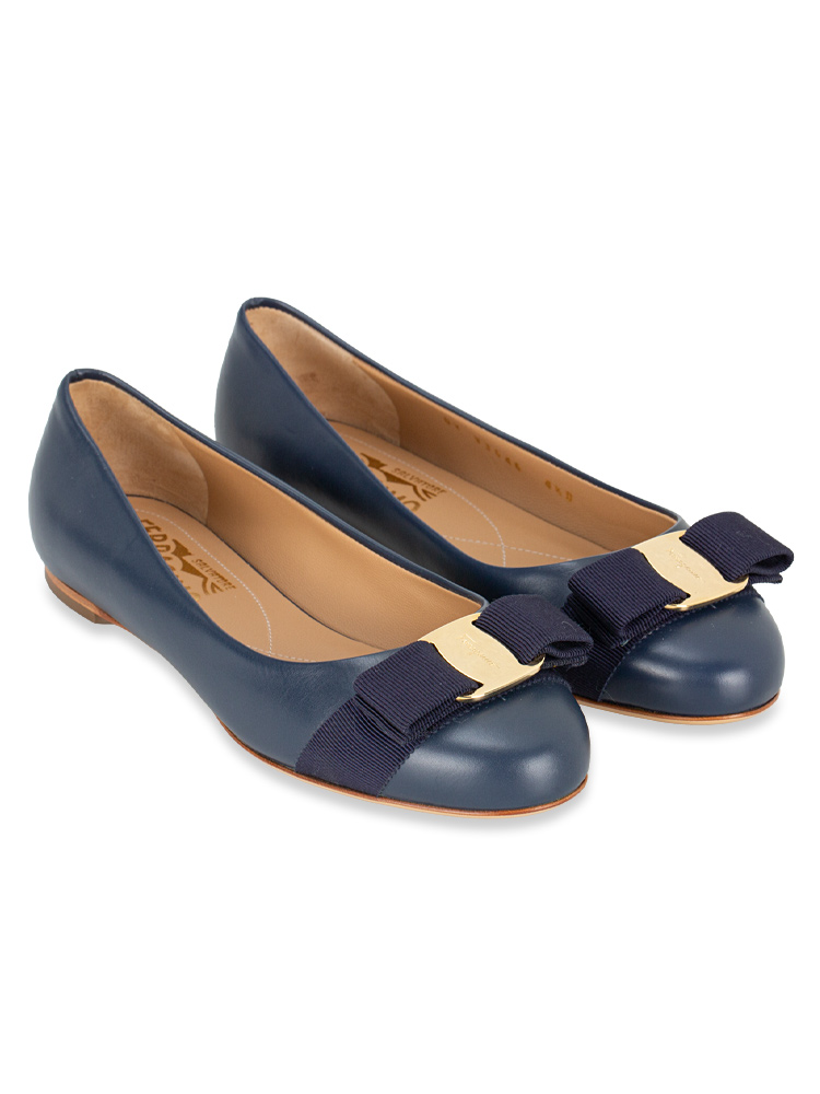 Calfskin Varina Ballet Flats Oxford Blue Sz 4.5 D