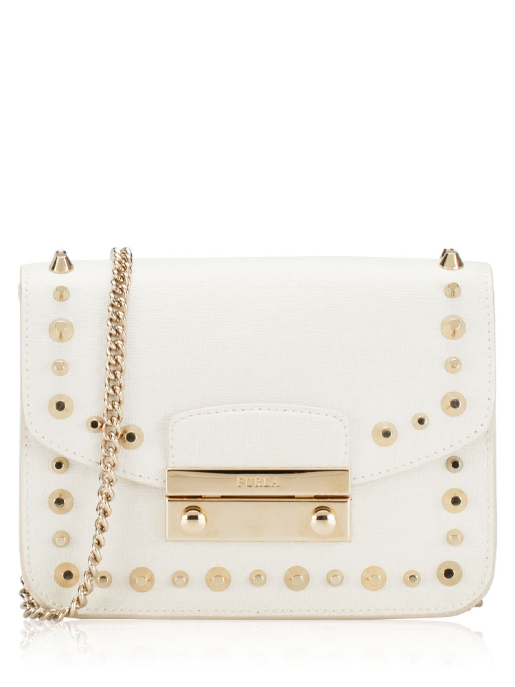 Metropolis Studded Mini Crossbody White
