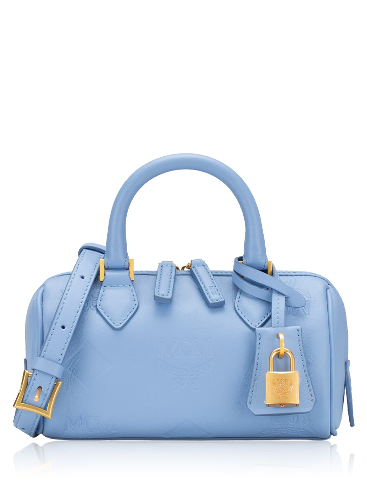 Nappa Embossed Maxi Monogram Ella Small Boston Bag Blue