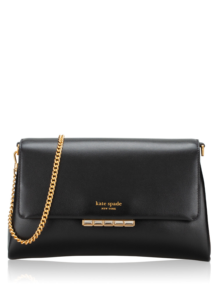 Grace Embellished Lock Clutch Black
