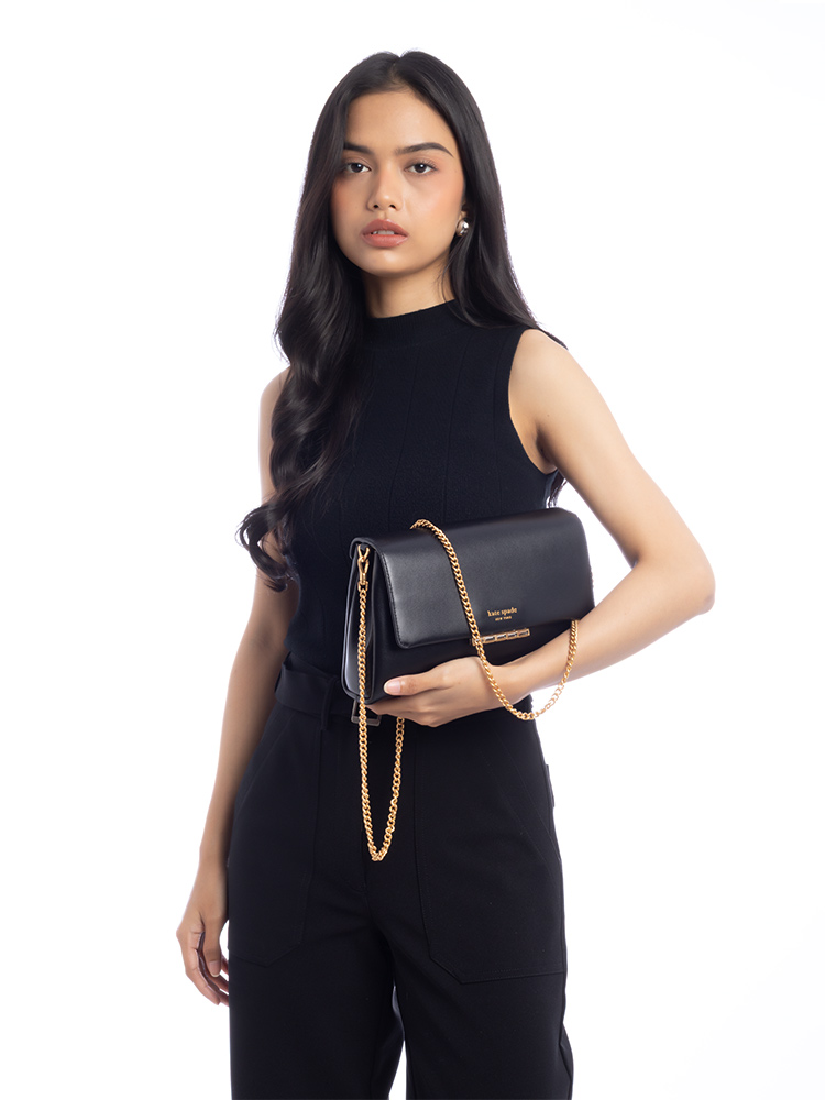 Grace Embellished Lock Clutch Black