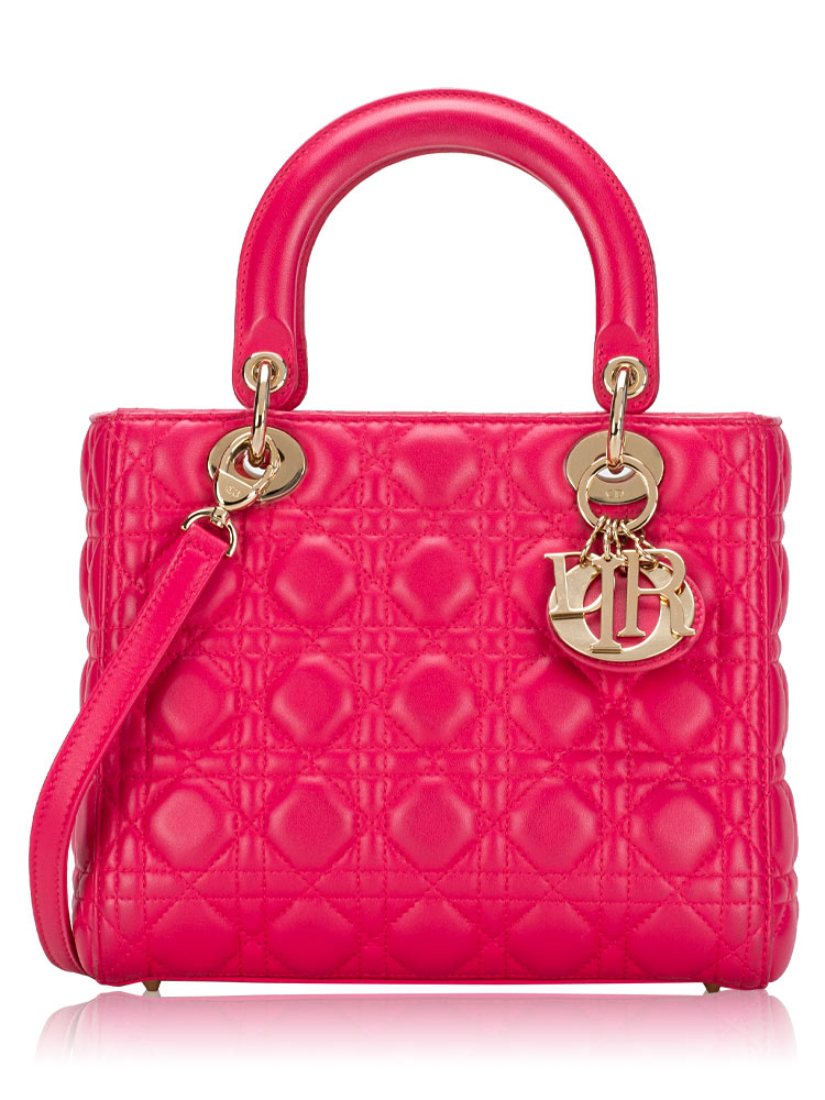 Lambskin Cannage Medium Lady Dior Fuchsia