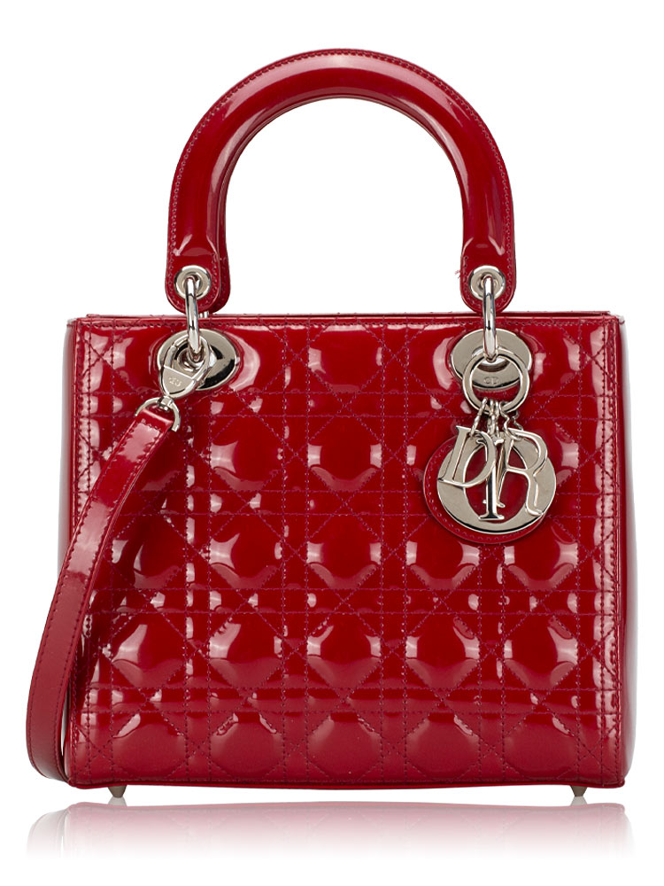 Patent Cannage Medium Lady Dior Red