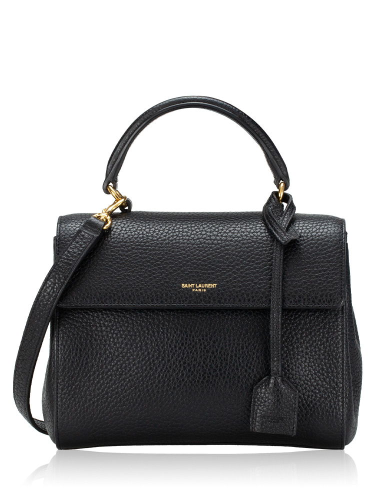 Grained Calfskin Moujik Small Top Handle Bag Black