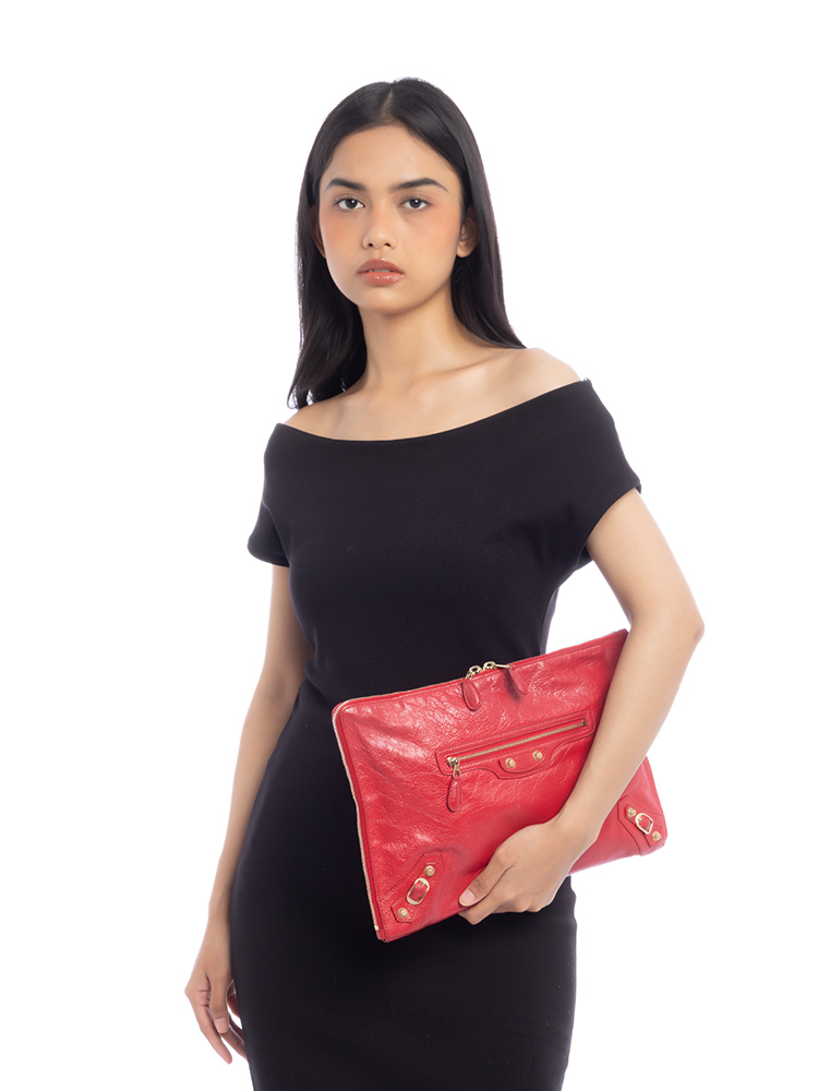 Lambskin Giant Gold Small Pouch Red