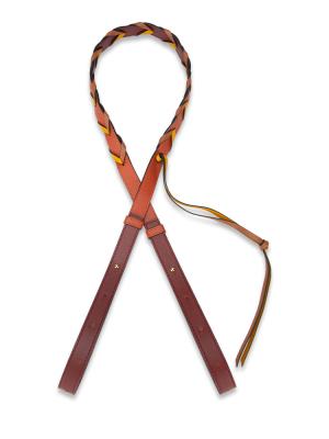 Calfskin Braided Strap Pumpkin Burnt Red