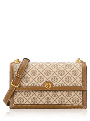 T Monogram Jacquard Shoulder Bag Hazel