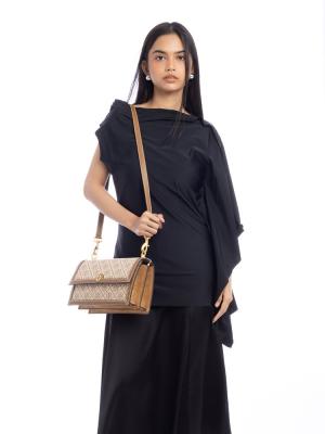 T Monogram Jacquard Shoulder Bag Hazel