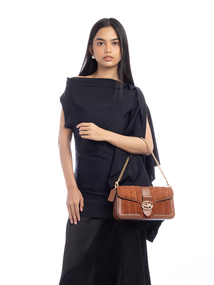 C5635 Georgie Linear Quiltiing Shoulder Bag Redwood