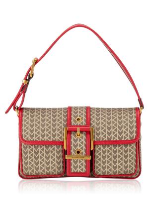 Colby MK2000 Jacquard Medium Shoulder Bag Crimson