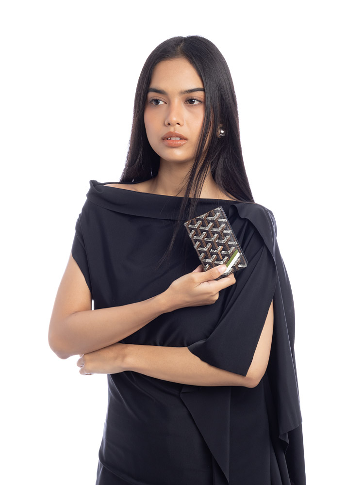 Goyardine Saint Pierre Stripe Edition Card Wallet Black