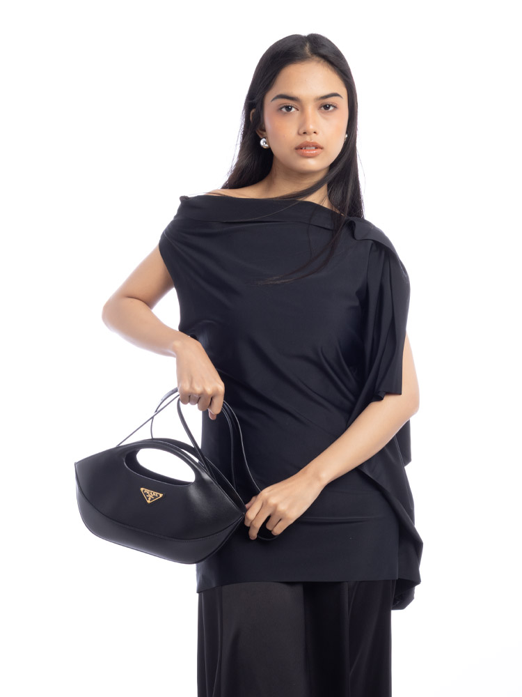 1BA421 City Calfskin Medium Handbag Nero