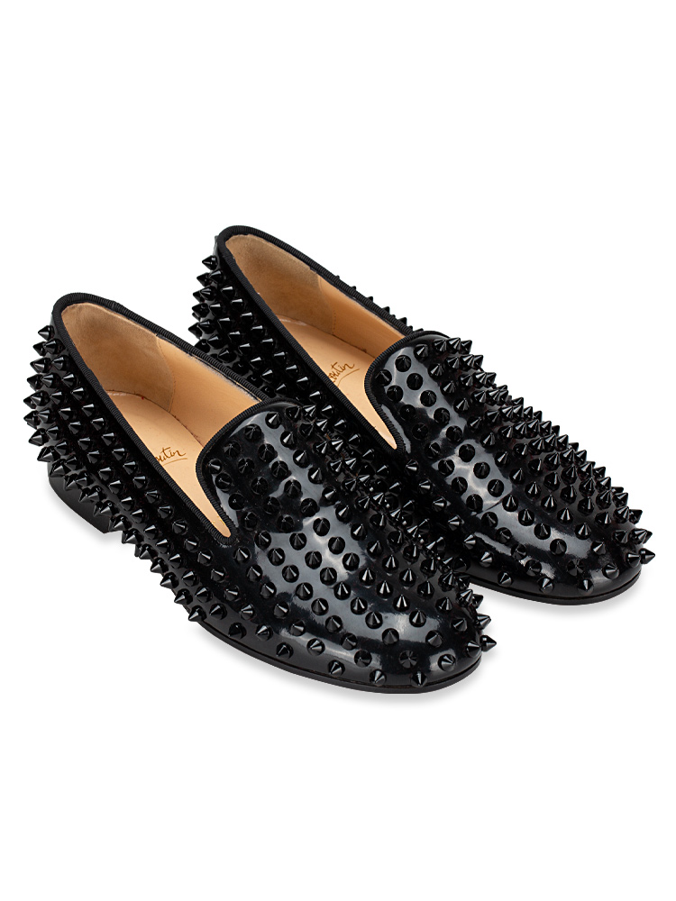 Patent Leather Dandelion Spikes Loafers Black Sz 35.5