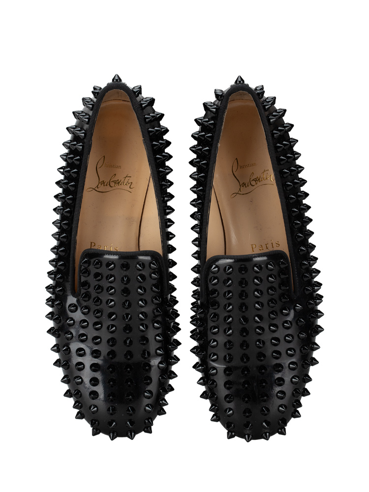 Patent Leather Dandelion Spikes Loafers Black Sz 35.5