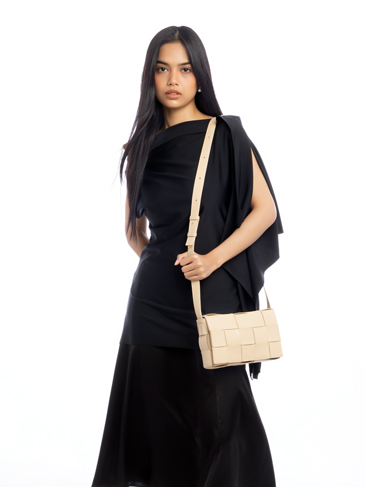 Nappa Maxi Intreccio Cassette Crossbody Porridge