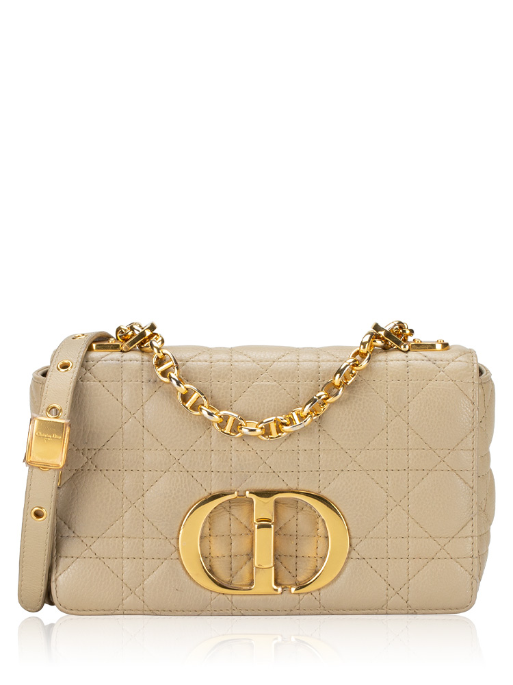 Calfskin Cannage Small Caro Bag Beige