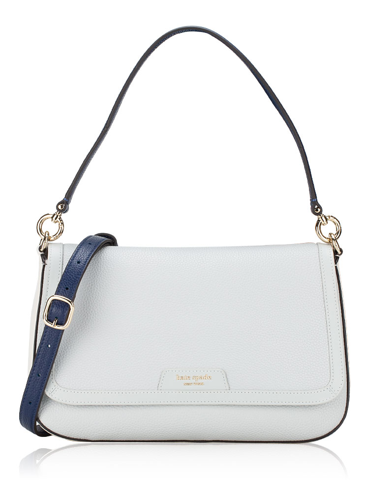 Hudson Colorblock Leather Medium Shoulder Bag Stone Path