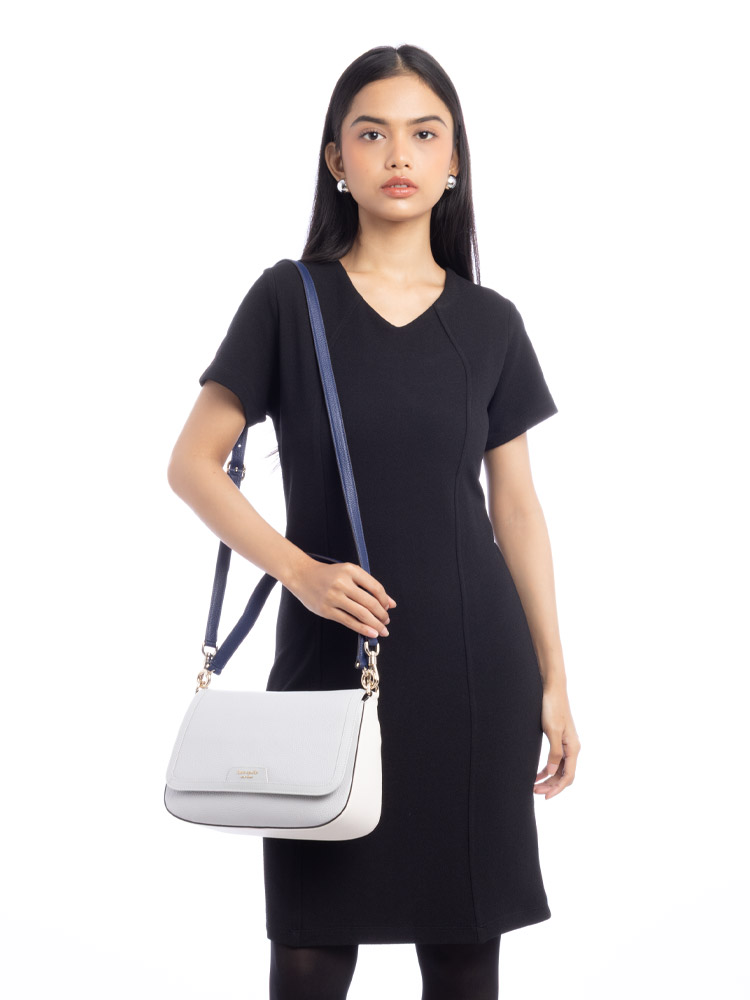 Hudson Colorblock Leather Medium Shoulder Bag Stone Path