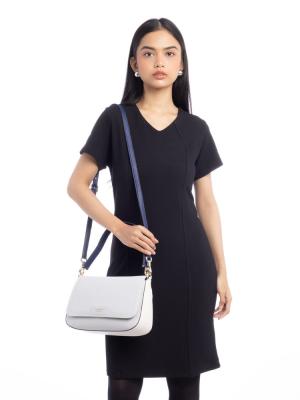 Hudson Colorblock Leather Medium Shoulder Bag Stone Path