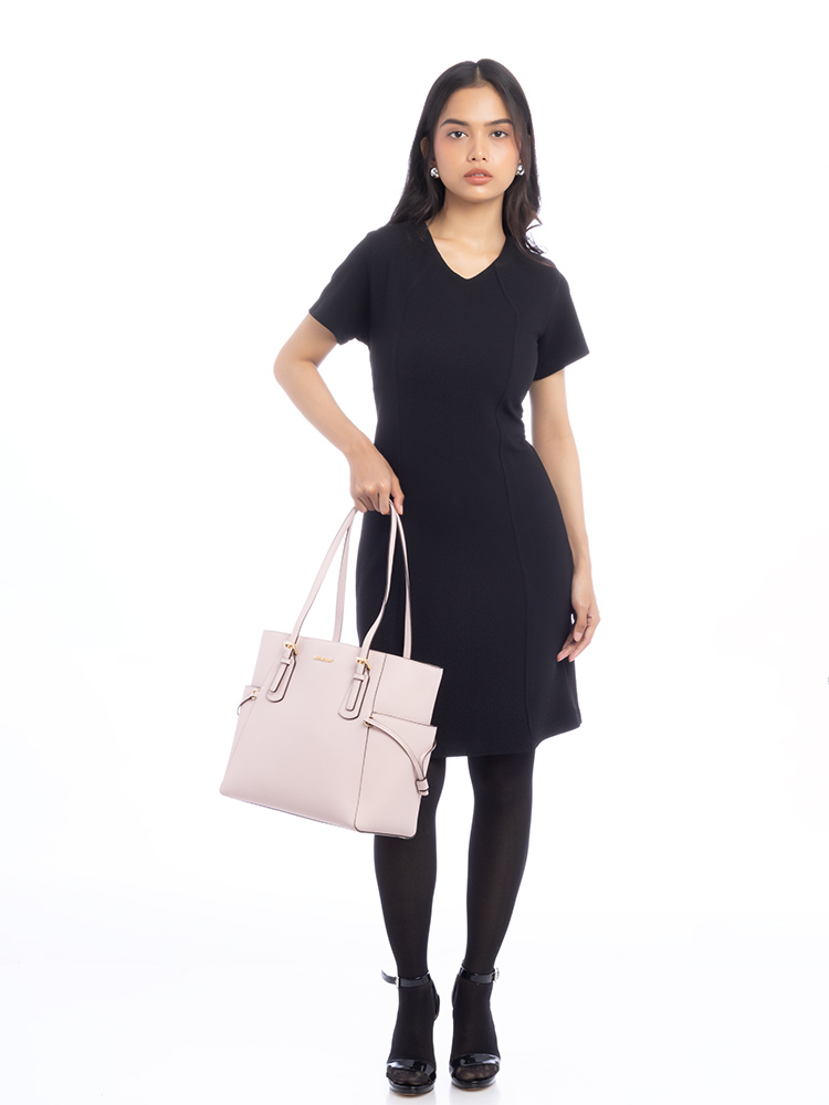 Voyager Large Leather Tote Powder Blush