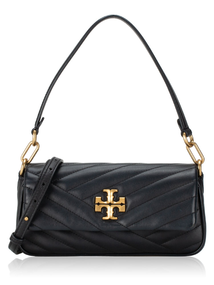 Kira Chevron Small Flap Shoulder Bag Black