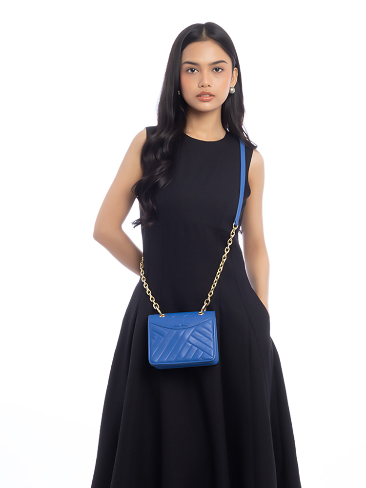 Alexa Leather Mini Shoulder Bag Blue