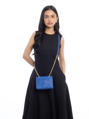 Alexa Leather Mini Shoulder Bag Blue
