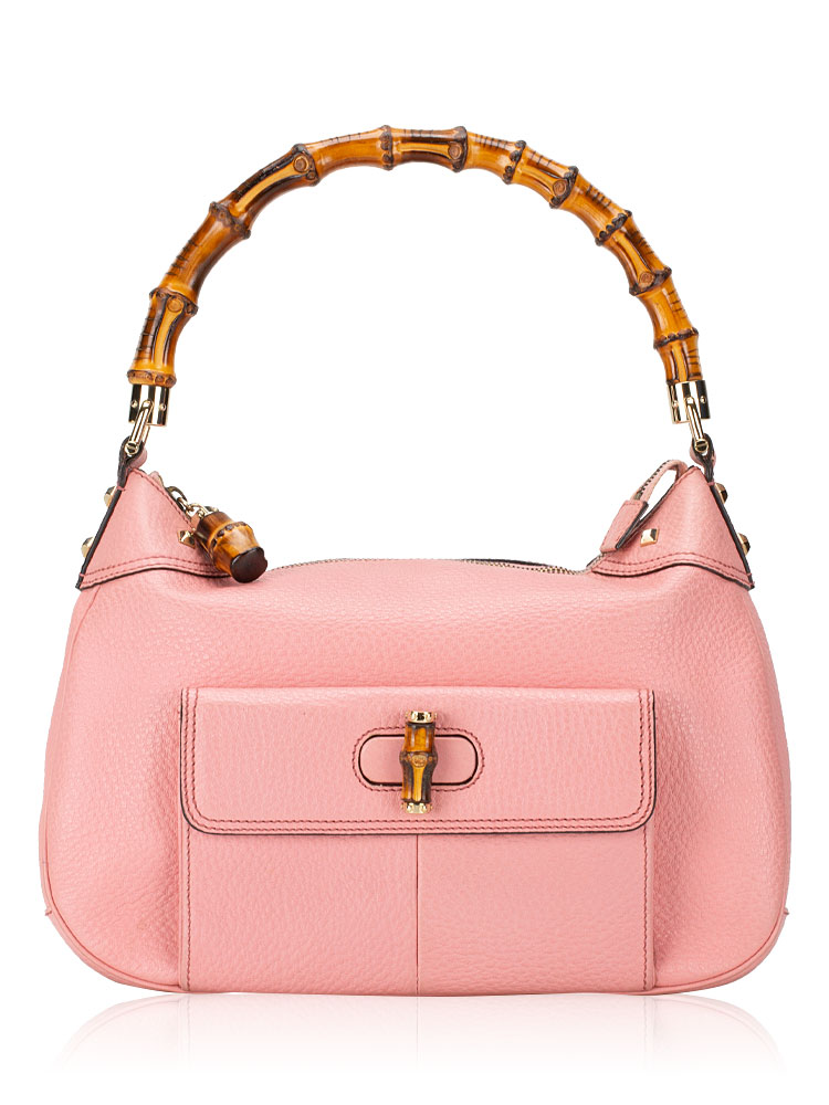 Calfskin Bamboo Top Handle Bag Pink