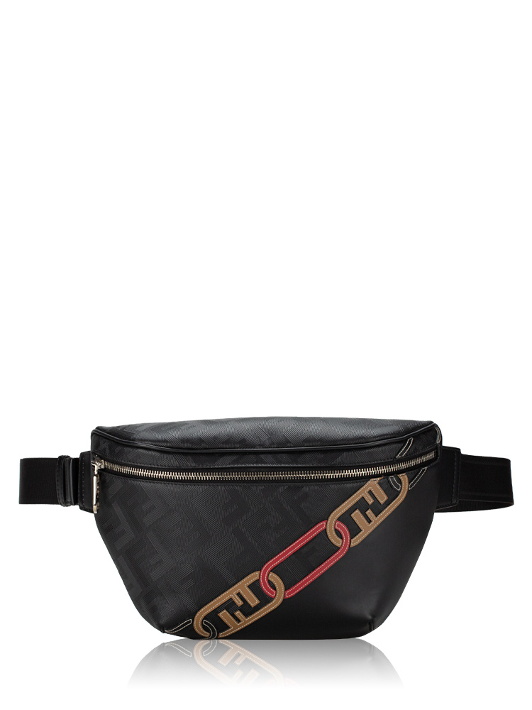 Men FF Vitello King 1974 O' Lock Marsupio Belt Bag Noir Sand Fragola