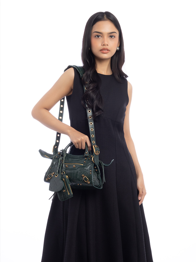 Croco Effect Neo Cagole XS Handbag Forest Green