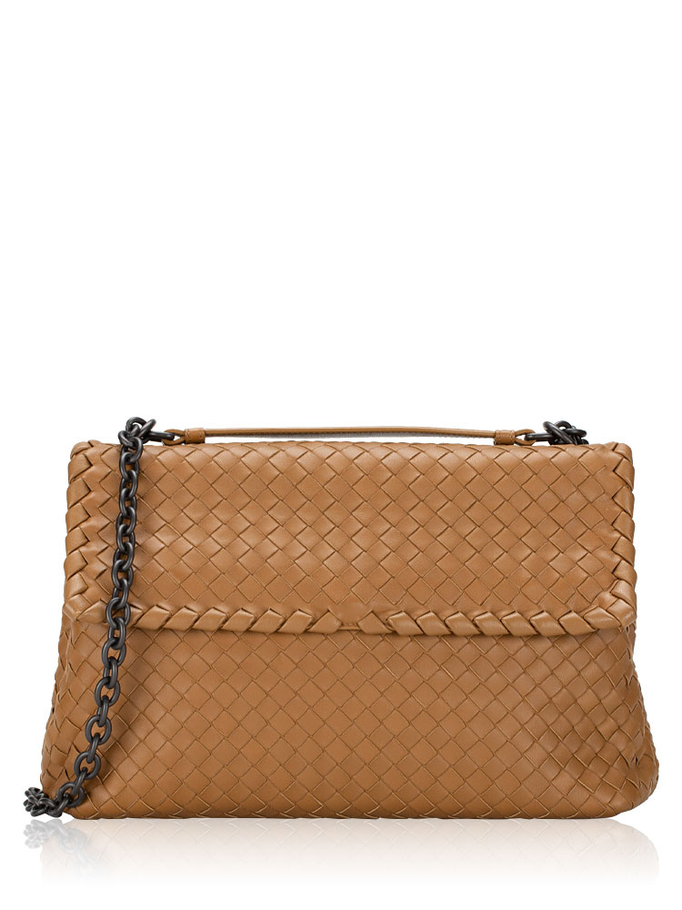 Nappa Intrecciato Olimpia Medium Shoulder Bag Light Tan