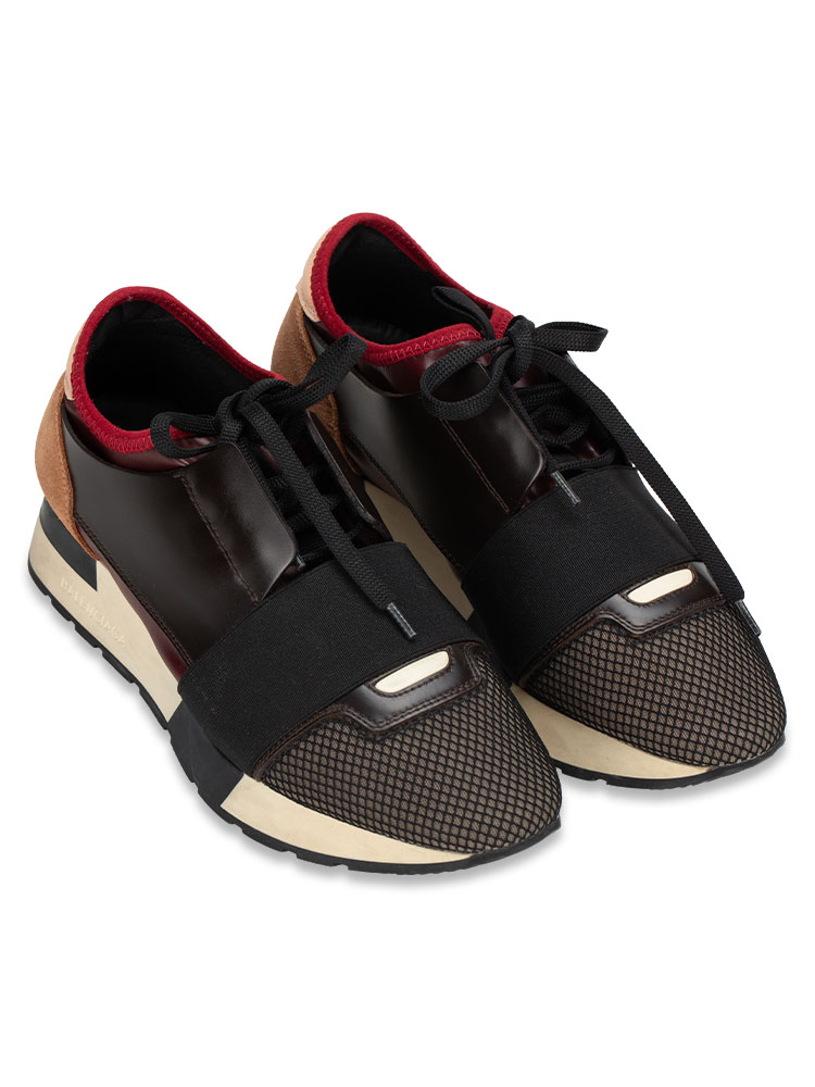 Neoprene Mesh Race Sneakers Burgundy Multicolor Sz 36