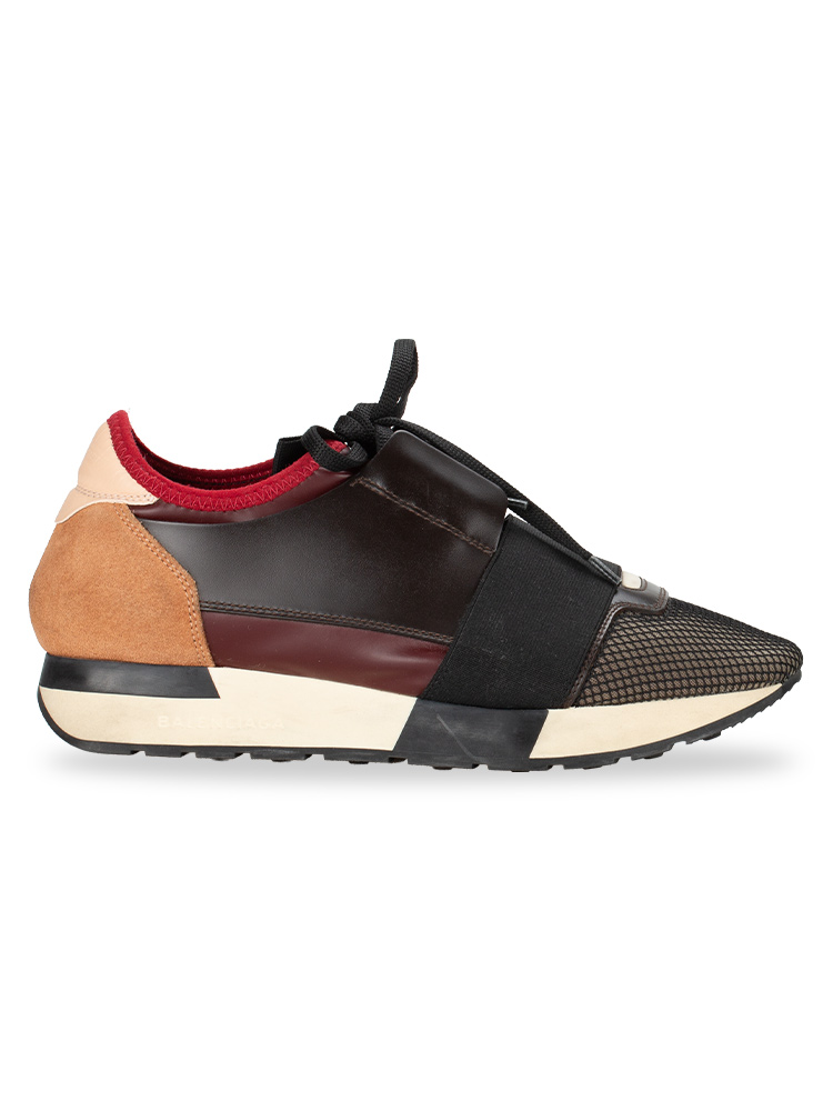 Neoprene Mesh Race Sneakers Burgundy Multicolor Sz 36