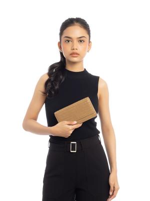 Calfskin Intrecciato Continental Wallet Tan