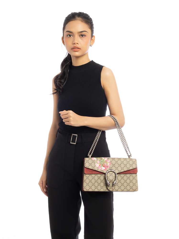 GG Supreme Blooms Dionysus Small Shoulder Bag Beige Dry Rose