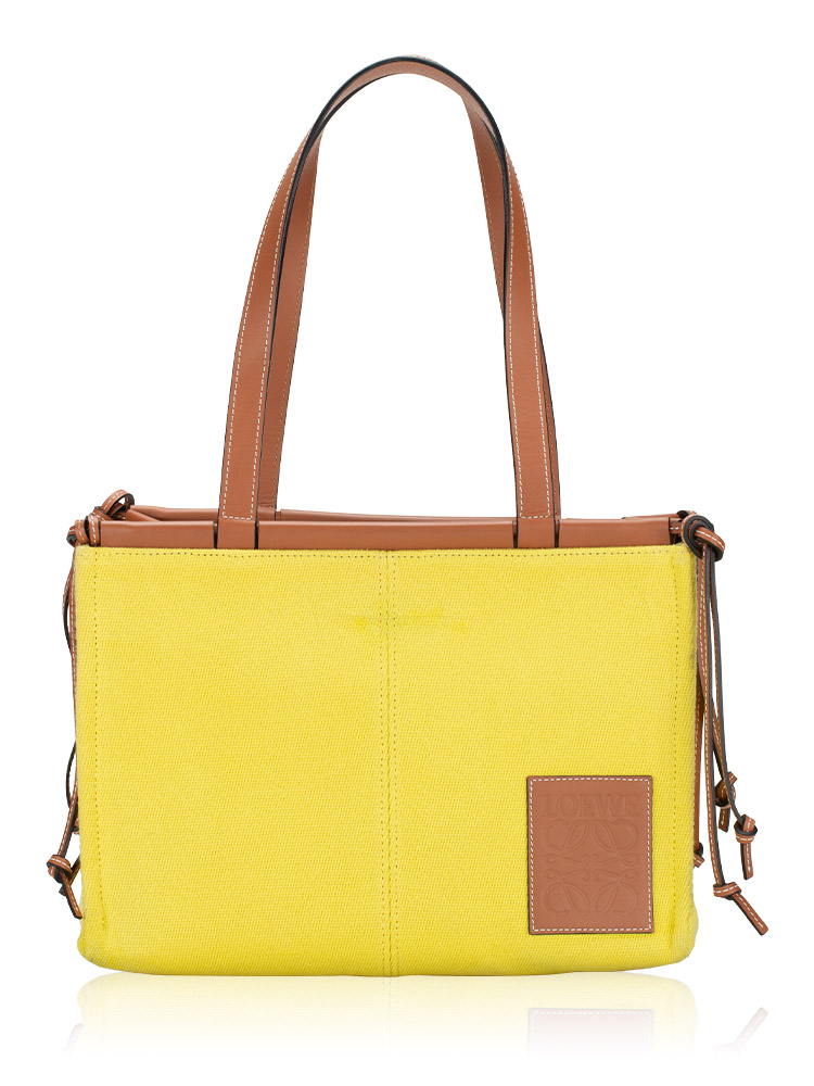 Canvas Calfskin Cushion Tote Amarillo