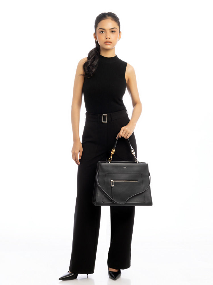 Vitello Century Opaco F is Fendi Regular Runaway Satchel Black