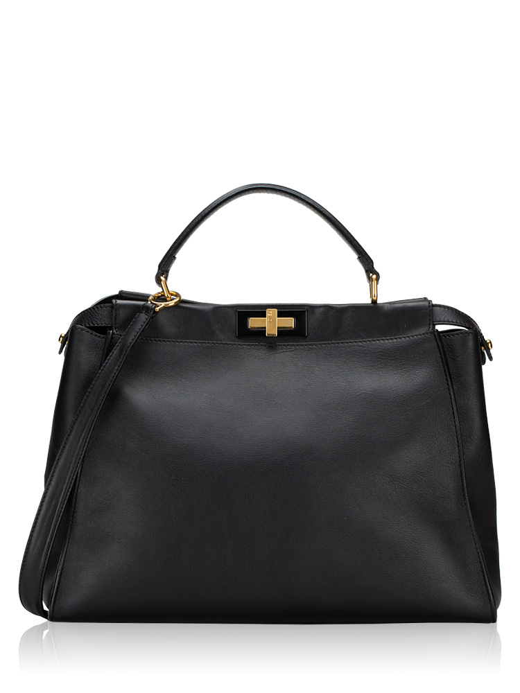 Vitello Setta Peekaboo Large Iconic Satchel Nero
