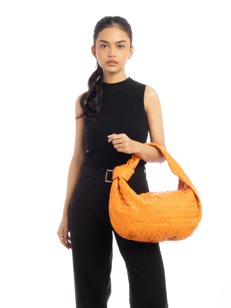Nappa Intrecciato Small Jodie Tangerine
