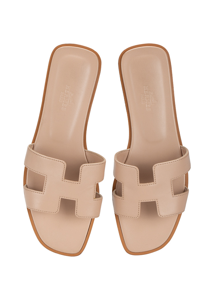 Box Calfskin Oran Sandals Beige Nude Sz 38