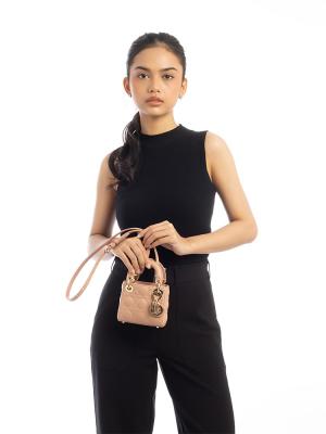 Lambskin Cannage Micro Lady Dior Rose Des Vents