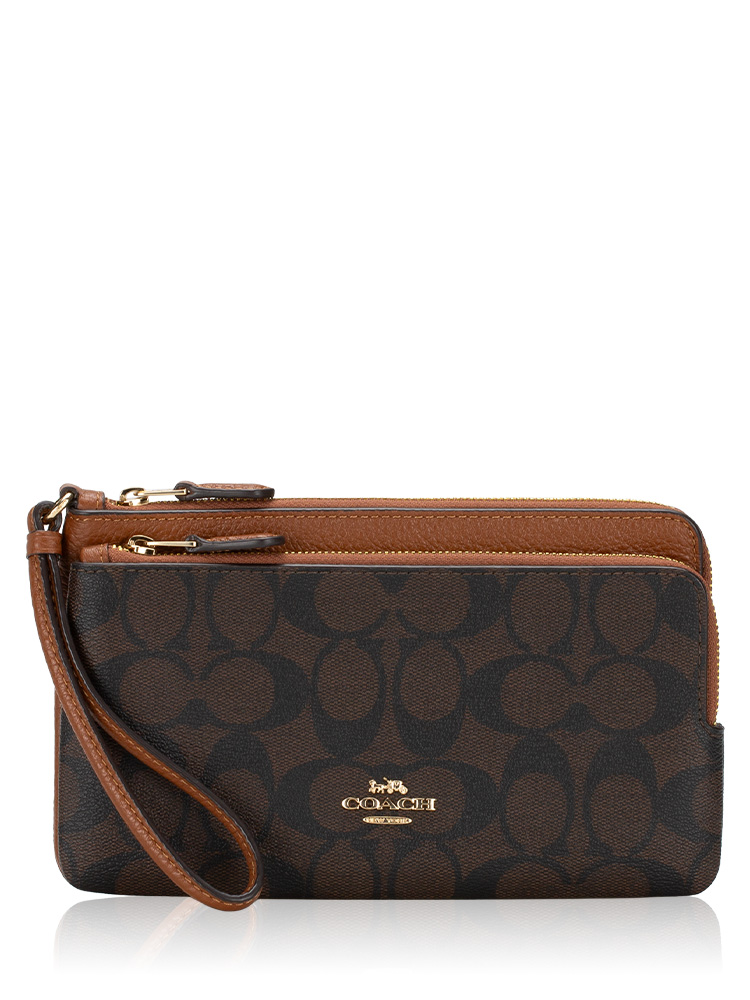 C5576 Signature Double Zip Wallet Brown Redwood