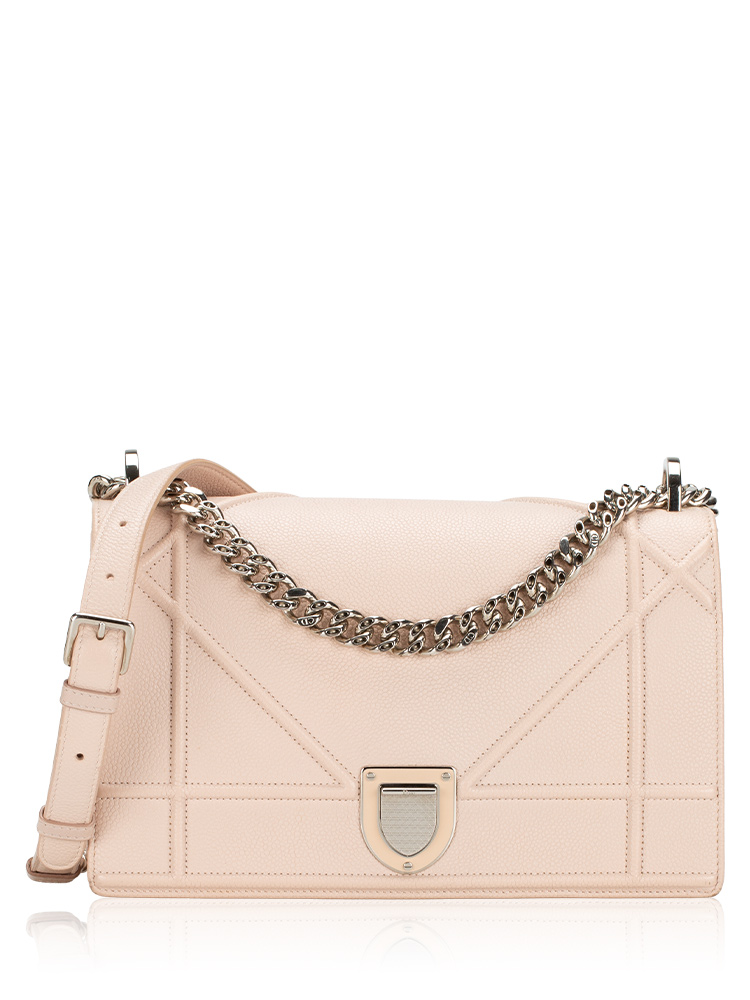 Grained Calfskin Diorama Medium Flap Bag Light Pink