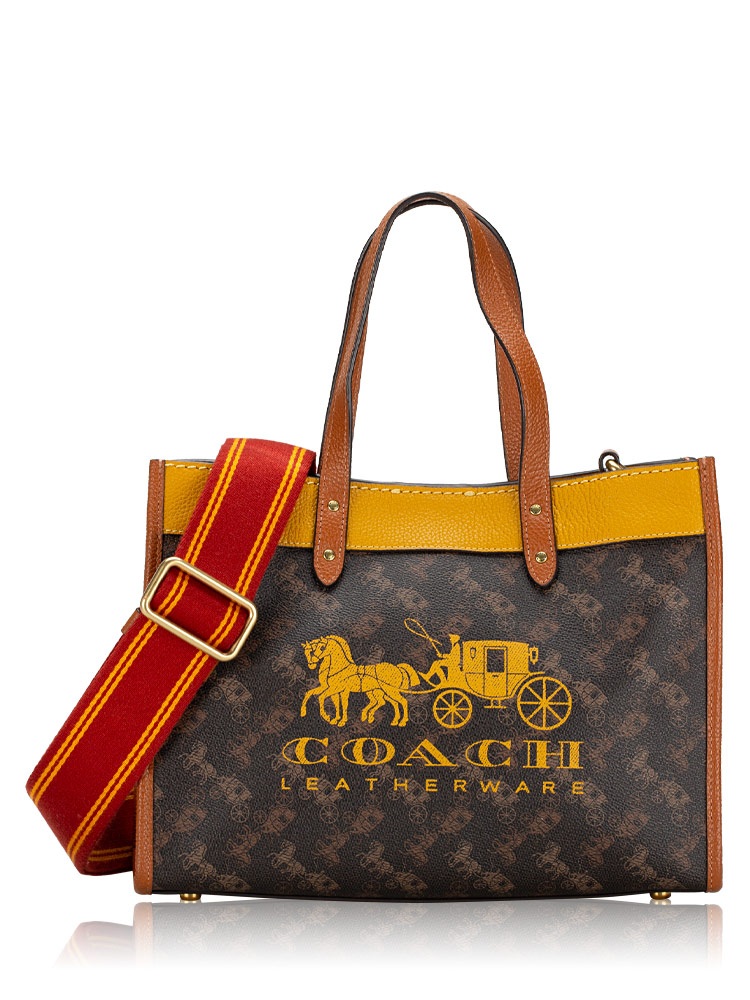 C8458  Horse And Carriage Field 30 Tote Brown Yellow