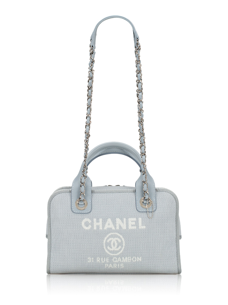 Canvas Deauville Small Bowling Bag Light Blue